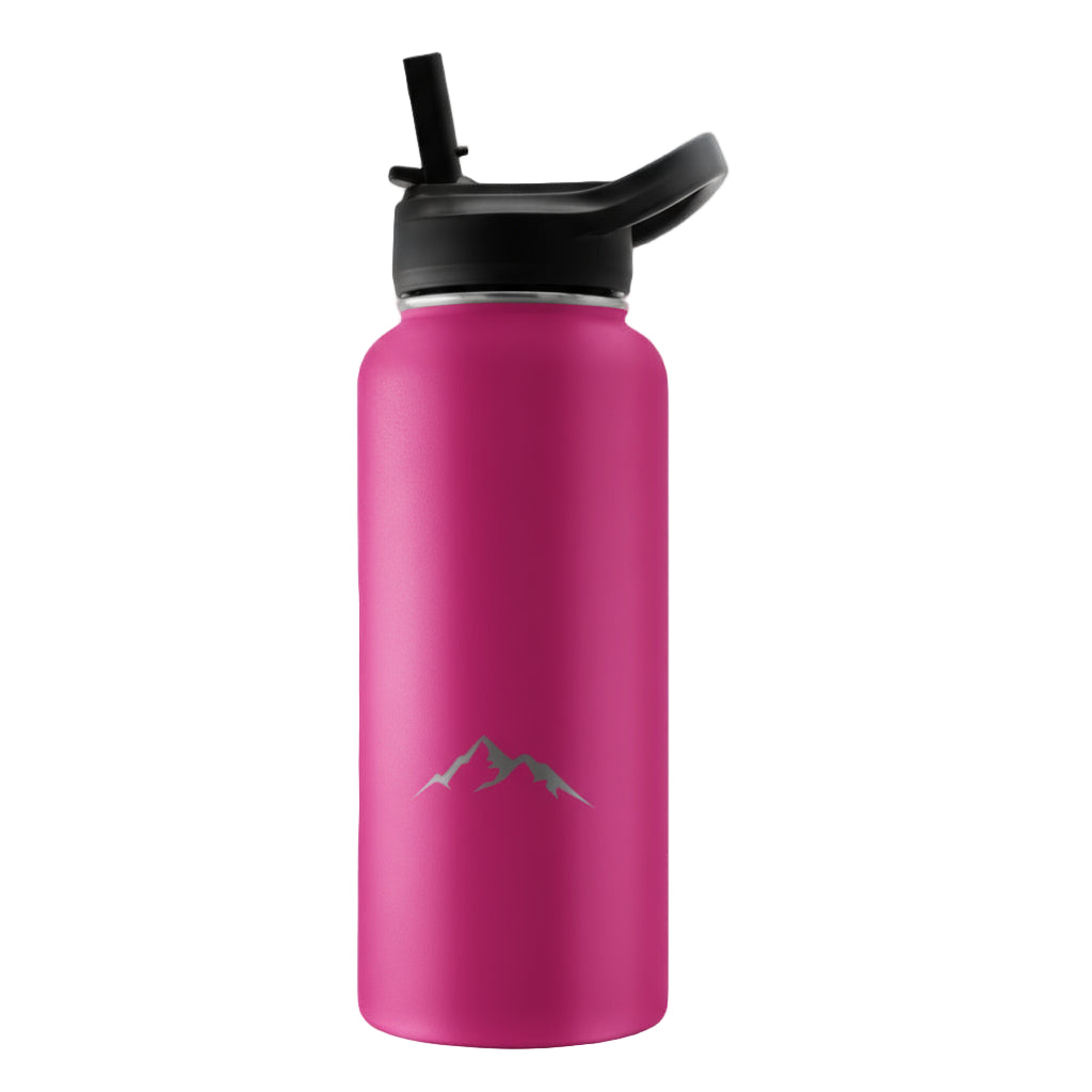 Hydratio Essence 1L Blush Pink naast yogamat – 1 liter waterfles voor hele dag hydratie