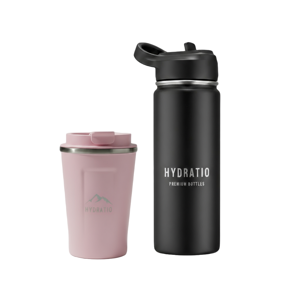 Hydratio Blush & Bold Bundle - roze thermosfles en thermosmok cadeauset voor haar