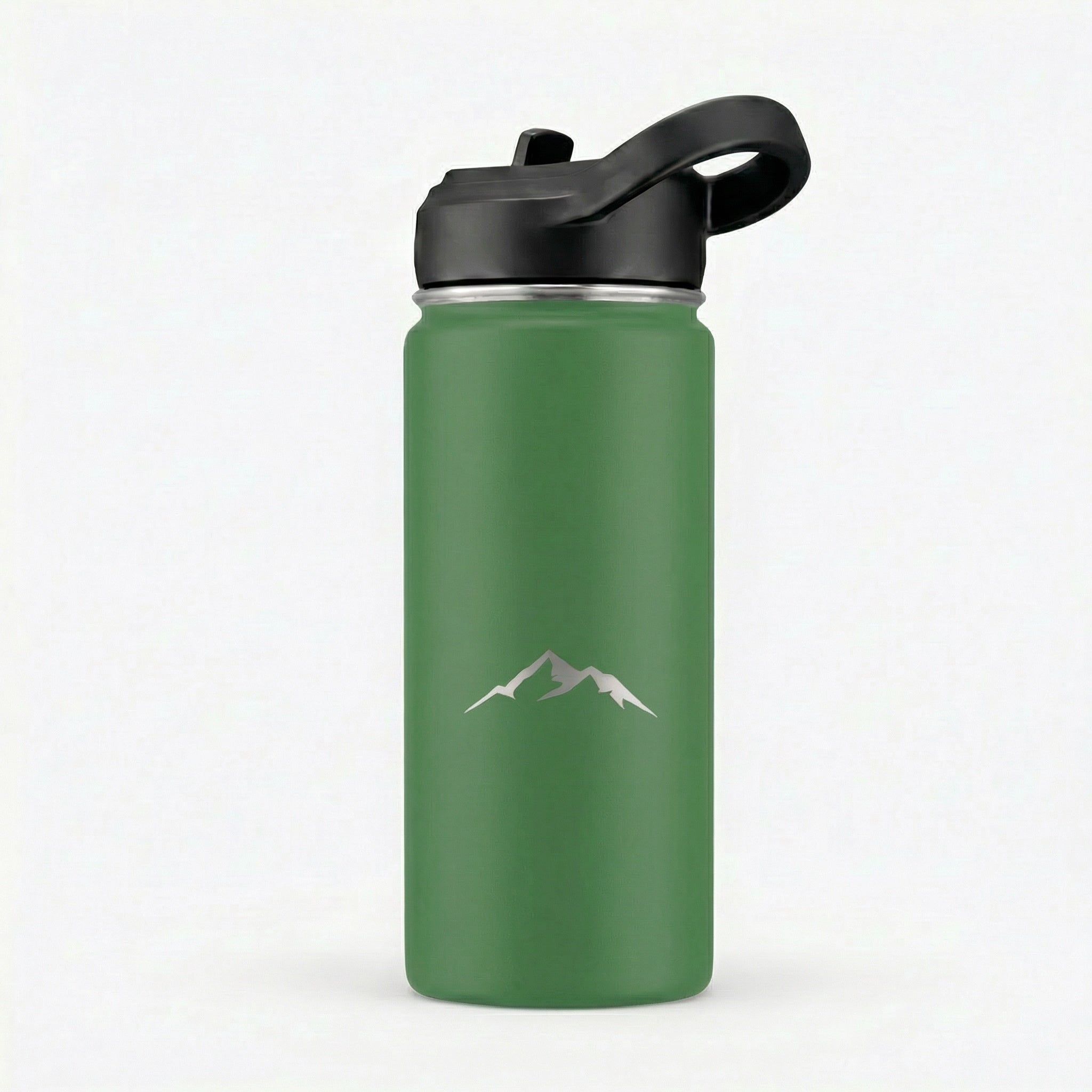 Hydratio Essence 0,5L Emerald Green op natuurlijke achtergrond – duurzame RVS thermosfles