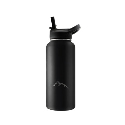 Hydratio Essence 1L Midnight Black op werkbureau - 1 liter waterfles voor kantoor