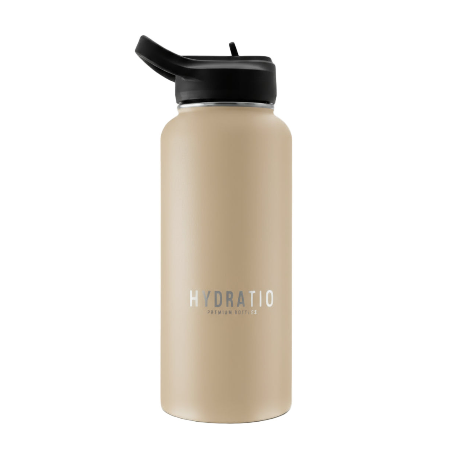 Hydratio Essence thermosfles 1L Beige Taupe - beige grote thermosfles, dubbelwandig RVS