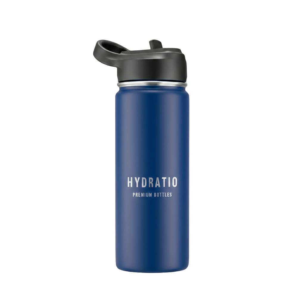 Bovenaanzicht deksel Hydratio Essence Navy Blue - 100% lekvrij schroefdop systeem