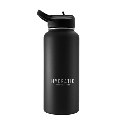Hydratio Essence thermosfles 1L Midnight Black - zwarte grote thermosfles voor sport en werk
