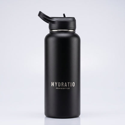Hydratio Essence thermosfles 1L in Midnight Black, dubbelwandig RVS