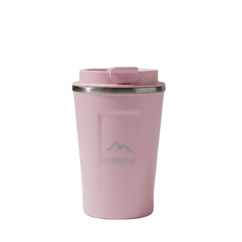 Hydratio Eluna Mug Rose Quartz met latte - roze koffiemok met lekvrij deksel