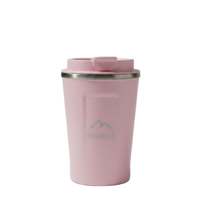 Hydratio Eluna Mug Rose Quartz met latte - roze koffiemok met lekvrij deksel